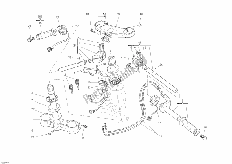 Tutte le parti per il Manubrio del Ducati Superbike 848 Hayden 2010